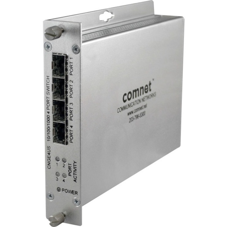 ComNet 10/100/1000 Mbps 4 Port Ethernet Unmanaged Switch - Gigabit Ethernet - 1000Base-X - 2 Layer Supported - Modular - 4 SFP Slots - Optical Fiber - Rack-mountable, Rail-mountable, Desktop - Lifetime Limited Warranty