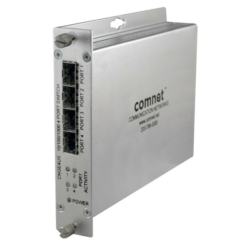 ComNet 10/100/1000 Mbps 4 Port Ethernet Unmanaged Switch - Gigabit Ethernet - 1000Base-X - 2 Layer Supported - Modular - 4 SFP Slots - Optical Fiber - Rack-mountable, Rail-mountable, Desktop - Lifetime Limited Warranty