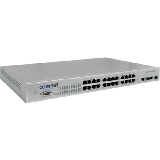 ComNet CNGE2FE24MSPoE Managed Ethernet Switch - 24 Ports - Manageable - Fast Ethernet, Gigabit Ethernet - 10/100Base-TX, 10/100/1000Base-T - 2 Layer Supported - 2 SFP Slots - Twisted Pair - PoE Ports - Rack-mountable - Lifetime Limited Warranty