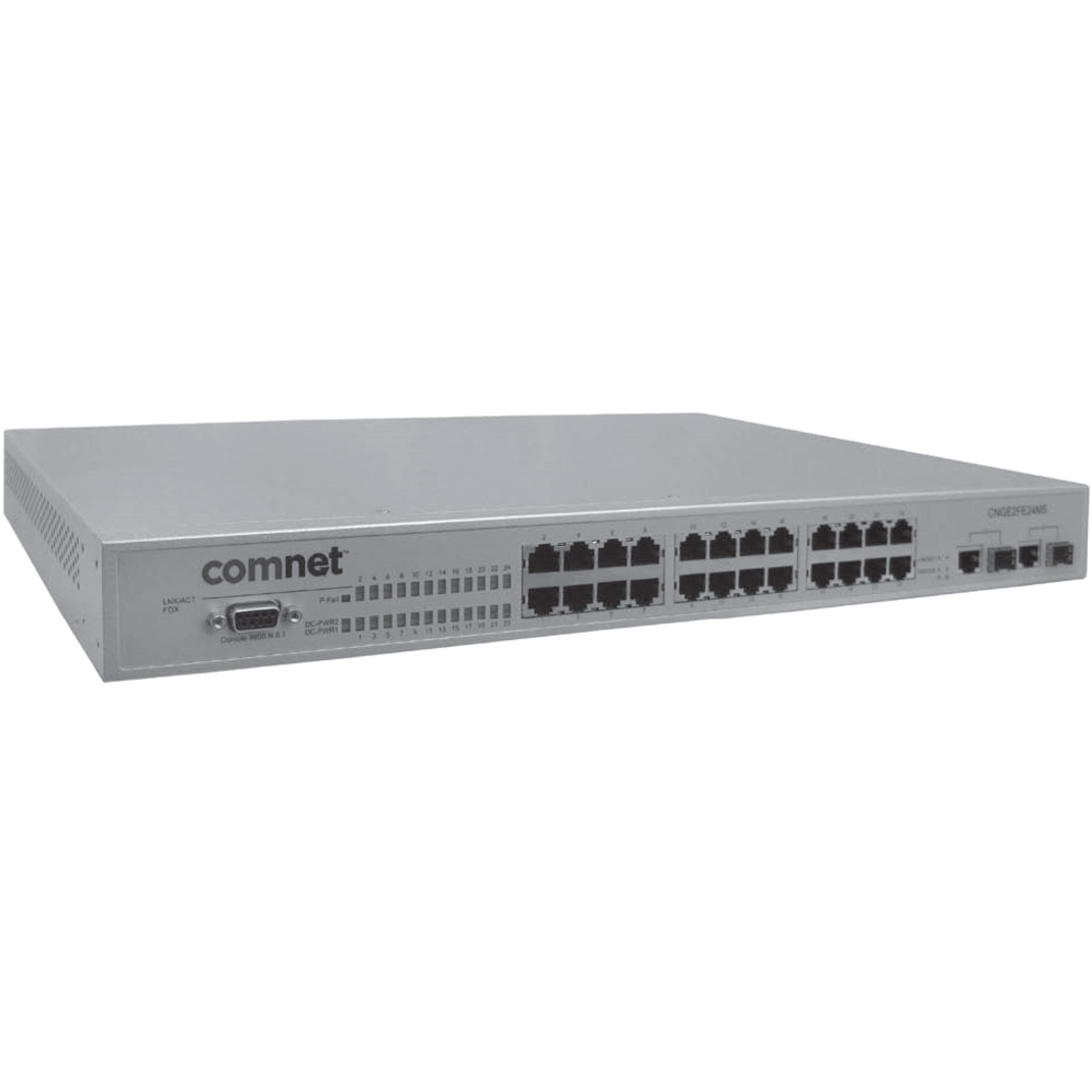 ComNet CNGE2FE24MS Managed Ethernet Switch - 24 Ports - Manageable - Fast Ethernet, Gigabit Ethernet - 10/100Base-TX, 10/100/1000Base-T - 2 Layer Supported - 2 SFP Slots - Twisted Pair - Rack-mountable, Desktop - Lifetime Limited Warranty