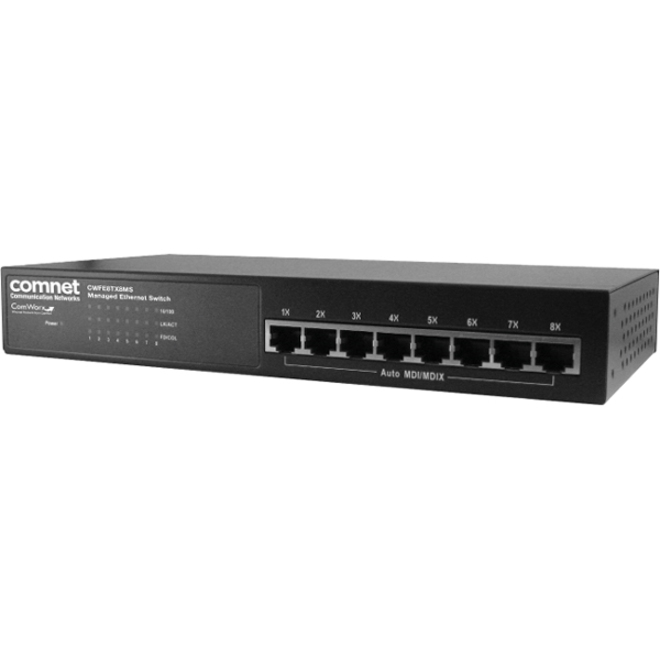 ComNet Commercial Grade 8 Port Managed Ethernet Switch with (8) 10/100TX Ports - 8 Ports - Manageable - Fast Ethernet - 10/100Base-TX - 2 Layer Supported - Twisted Pair - Desktop - 5 Year Limited Warranty