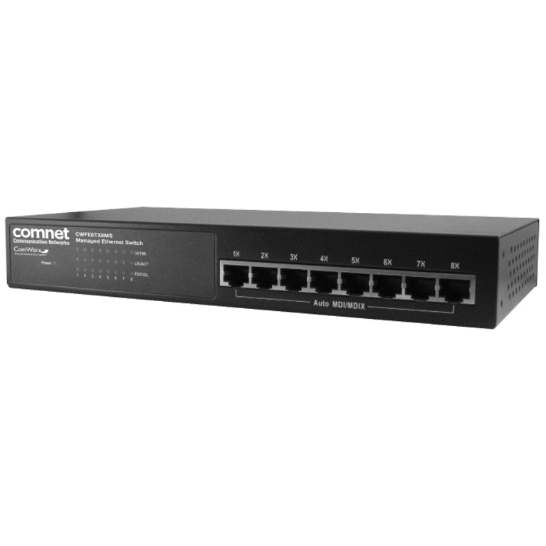 ComNet Commercial Grade 8 Port Managed Ethernet Switch with (8) 10/100TX Ports - 8 Ports - Manageable - Fast Ethernet - 10/100Base-TX - 2 Layer Supported - Twisted Pair - Desktop - 5 Year Limited Warranty