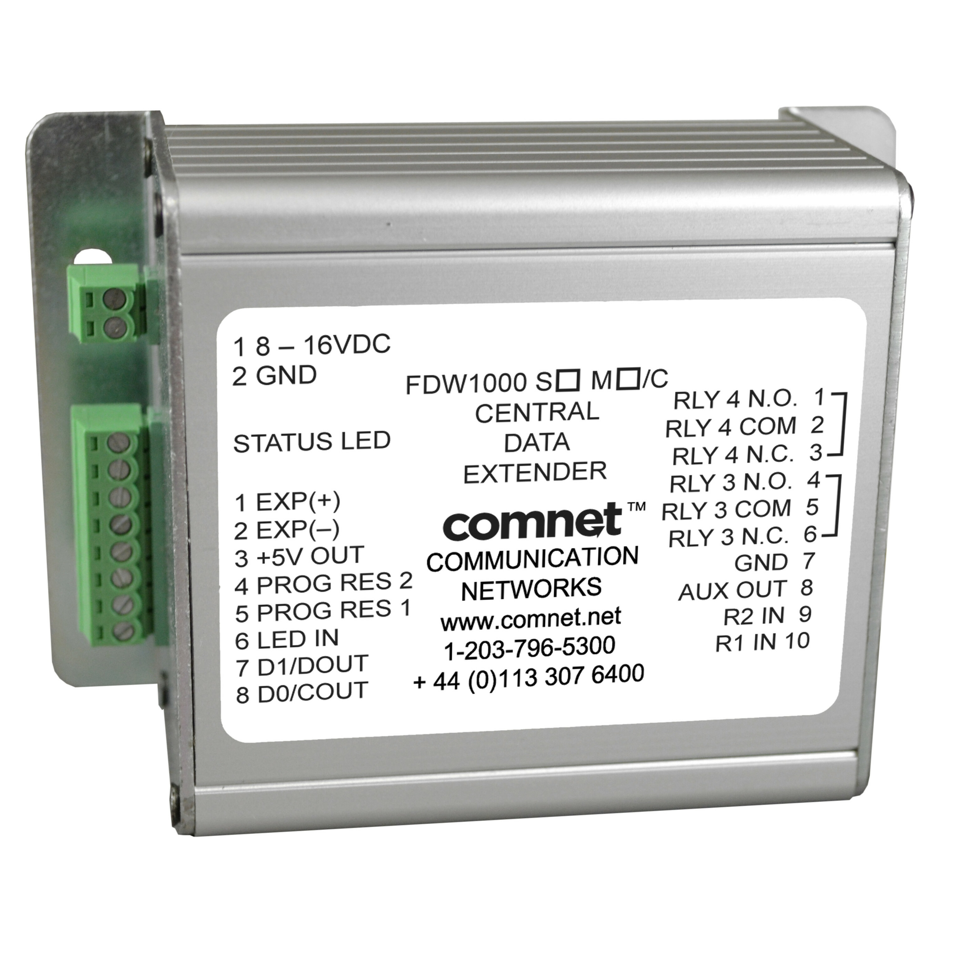 ComNet Optical Wiegand Extender, Central Unit - Shelf Mountable, Surface-mountable for Control Panel, Door, Gate, Expansion Module - Rugged Aluminum