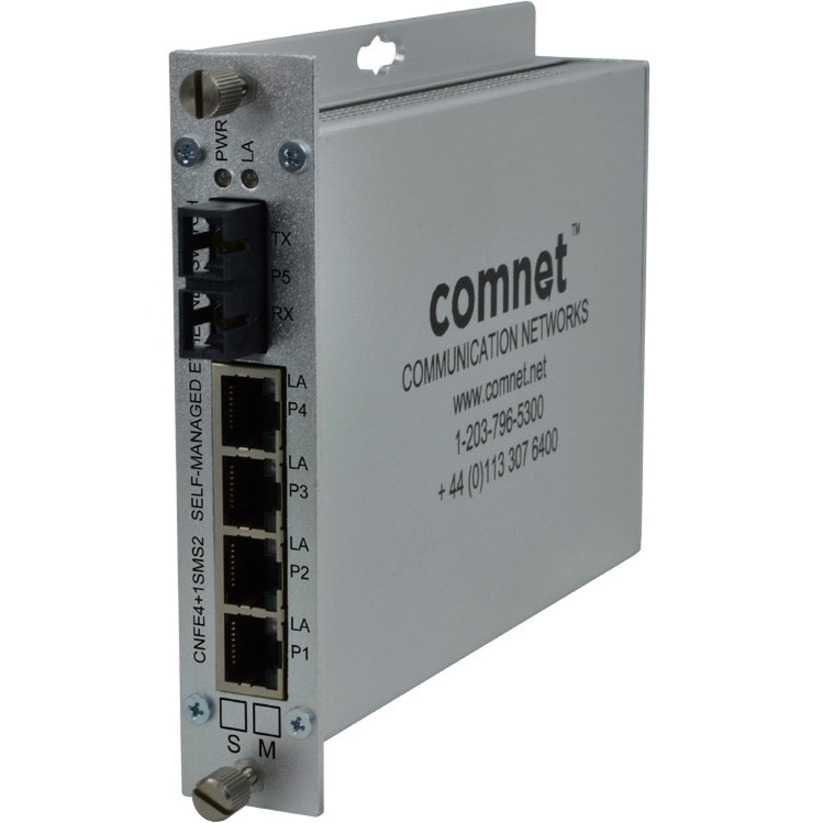 ComNet 10/100 4TX+1FX Ethernet Self-Managed Switch - 5 Ports - Manageable - Fast Ethernet - 10/100Base-TX, 10/100Base-FX - 2 Layer Supported - Twisted Pair, Optical Fiber - Wall Mountable, Rack-mountable, Rail-mountable, Desktop - Lifetime Limited Warranty