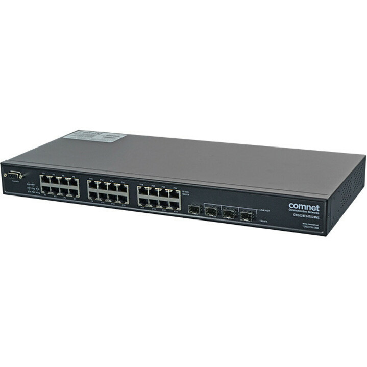 ComNet (24) 10/100/1000 BASE-TX + (4) 1000BASE-FX Managed Ethernet Switch - 24 Ports - Manageable - 10/100/1000Base-T, 1000Base-FX - 2 Layer Supported - 4 SFP Slots - 1U - Rack-mountable - 5 Year Limited Warranty