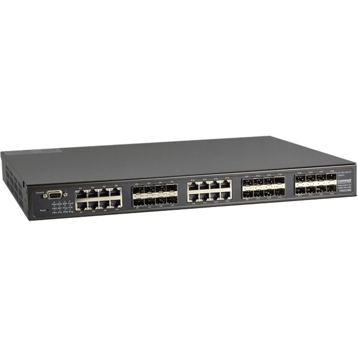 ComNet Environmentally Hardened Managed Ethernet Switch - 16 Ports - Manageable - 10/100/1000Base-T, 1000Base-FX, 1000Base-X - 2 Layer Supported - 24 SFP Slots - Rack-mountable, Desktop - Lifetime Limited Warranty