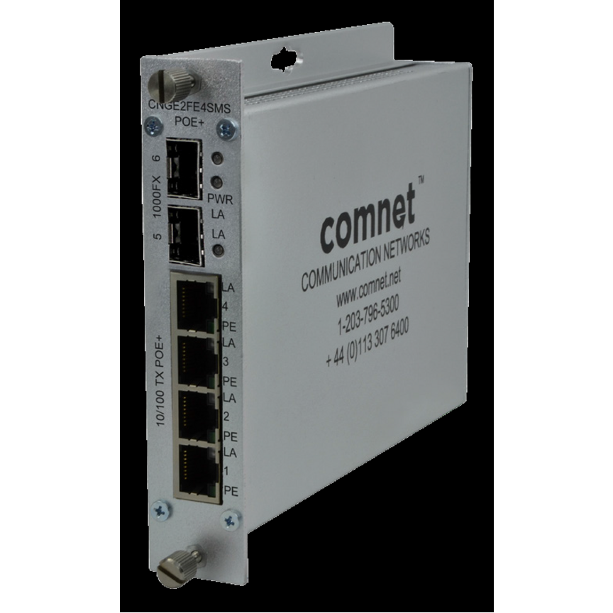 ComNet CNGE2FE4SMS Ethernet Switch - 6 Ports - 1000Base-FX, 10/100Base-TX - 2 Layer Supported - 2 SFP Slots - Wall Mountable, Rail-mountable, Rack-mountable - Lifetime Limited Warranty