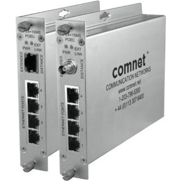 ComNet CopperLine CLFE4+1SMSPOEC Ethernet Switch - 5 Ports - Manageable - Fast Ethernet - 10/100Base-T, 100Base-X - 2 Layer Supported - Twisted Pair, Coaxial - Rack-mountable, Desktop, Rail-mountable, Wall Mountable - Lifetime Limited Warranty