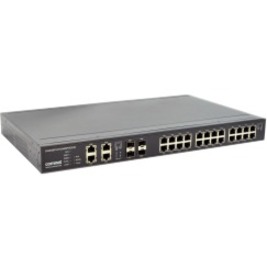 ComNet CNGE28FX4TX24MS2 Ethernet Switch - 28 Ports - Manageable - 2 Layer Supported - Modular - 4 SFP Slots - 12 W Power Consumption - Twisted Pair, Optical Fiber - 1U - Rack-mountable - Lifetime Limited Warranty