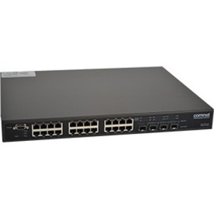 ComNet CNGE26FX2TX24MSPOE1 Ethernet Switch - 24 Ports - Manageable - Gigabit Ethernet - 10/100/1000Base-T, 1000Base-FX - 2 Layer Supported - Modular - 4 SFP Slots - Twisted Pair, Optical Fiber - 1U - Rack-mountable - Lifetime Limited Warranty