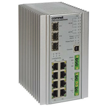 ComNet CNGE11FX3TX8MSPOE Ethernet Switch - 8 Ports - Manageable - Gigabit Ethernet - 100/1000Base-FX, 10/100/1000Base-T - 2 Layer Supported - Modular - 3 SFP Slots - Optical Fiber, Twisted Pair - Rail-mountable - Lifetime Limited Warranty