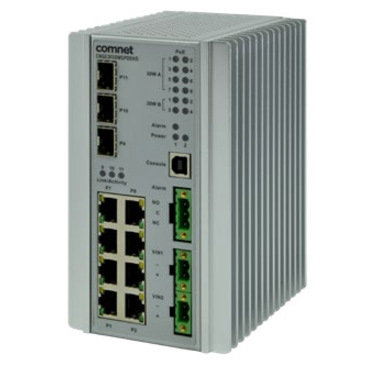 ComNet CNGE3FE8MS[POE][HO] Ethernet Switch - 11 Ports - Manageable - 3 Layer Supported - Modular - 3 SFP Slots - Twisted Pair, Optical Fiber - DIN Rail Mountable, Wall Mountable - Lifetime Limited Warranty