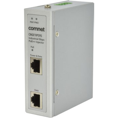 ComNet CNGE1IPS95 PoE Injector - 50 V DC, 57 V DC Input - 57 V DC Output - 1 x 10/100/1000TX Input Port(s) - 1 x 10/100/1000TX Output Port(s) - 95 W