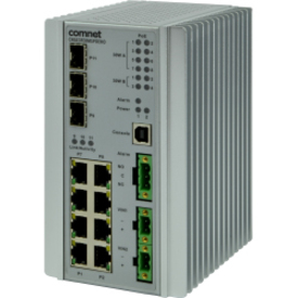 ComNet Industrially Hardened 11 Port Managed Ethernet Switch - 8 Ports - Manageable - 3 Layer Supported - Modular - 3 SFP Slots - Twisted Pair, Optical Fiber - Wall Mountable, DIN Rail Mountable - Lifetime Limited Warranty