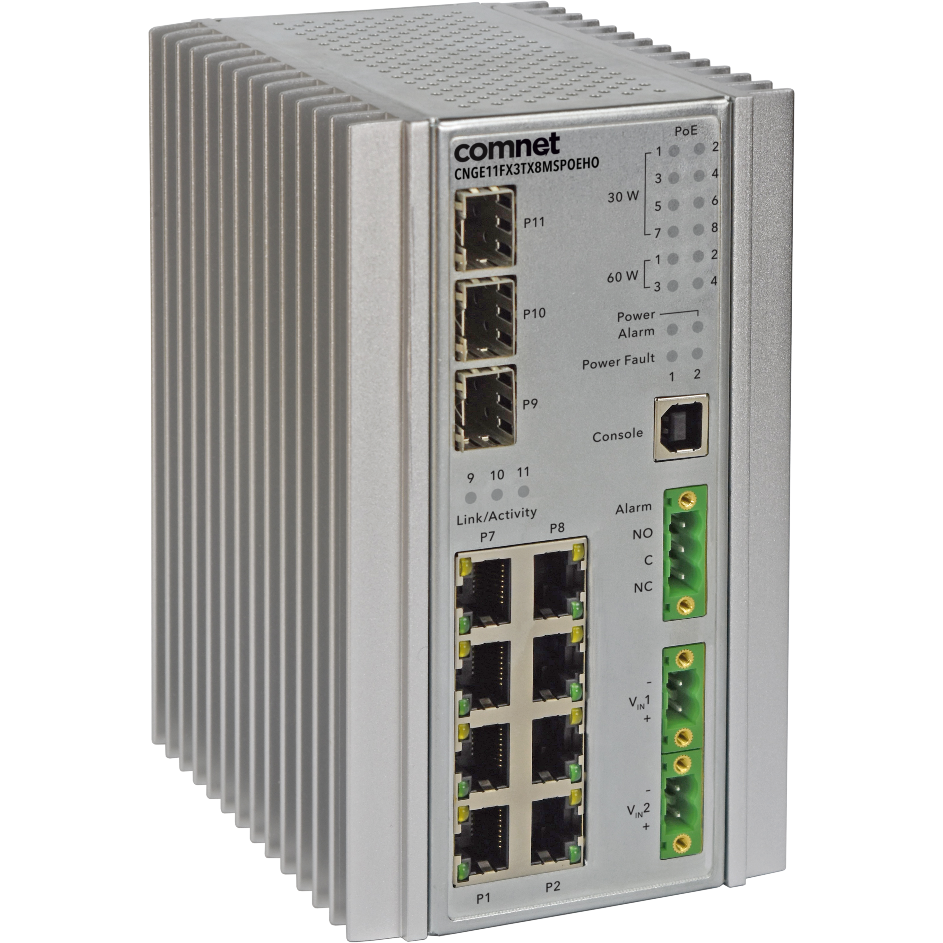 ComNet Industrially Hardened 11 Port Gigabit Managed Ethernet Switch - 11 Ports - Manageable - Gigabit Ethernet - 10/100/1000Base-TX - 3 Layer Supported - Modular - 3 SFP Slots - Twisted Pair, Optical Fiber - Wall Mountable, DIN Rail Mountable - Lifetime Limited Warranty