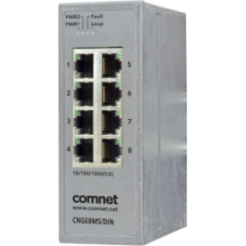 ComNet 8-Port Managed Gigabit Switch - 8 Ports - Manageable - Gigabit Ethernet - 10/100/1000Base-TX - 2 Layer Supported - Twisted Pair - DIN Rail Mountable, Wall Mountable - 5 Year Limited Warranty