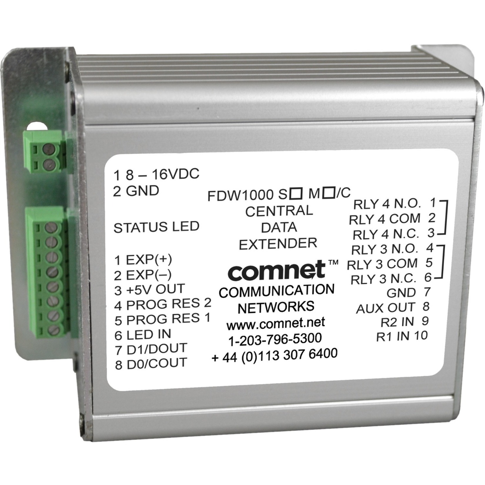 ComNet Optical Wiegand Extender, Central Unit - Shelf Mountable, Surface-mountable for Control Panel, Magnetic Stripe Reader