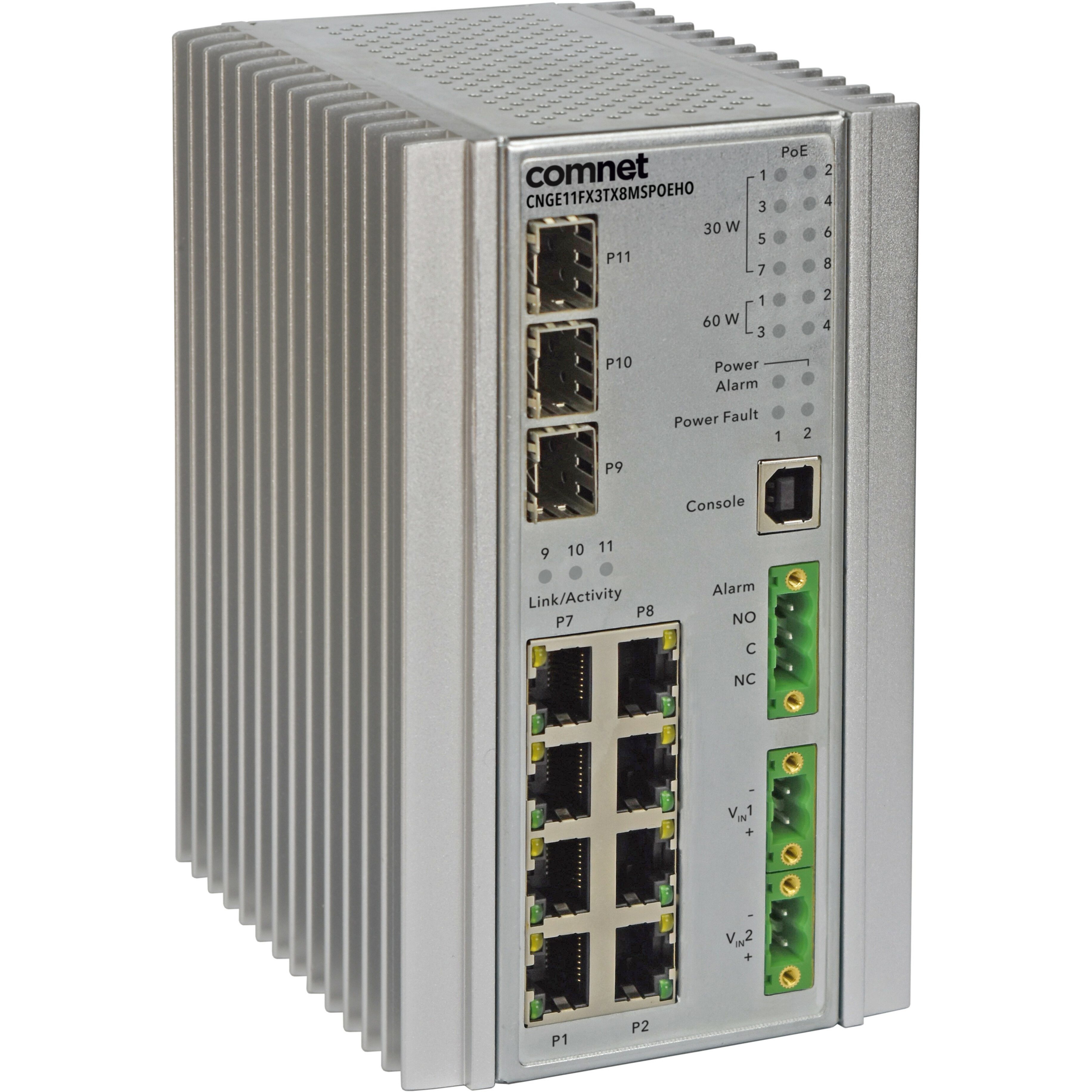 ComNet Industrially Hardened 11 Port Gigabit Managed Ethernet Switch - 11 Ports - Manageable - Gigabit Ethernet - 10/100/1000Base-TX - 3 Layer Supported - Modular - 3 SFP Slots - Twisted Pair, Optical Fiber - Wall Mountable, DIN Rail Mountable - Lifetime Limited Warranty