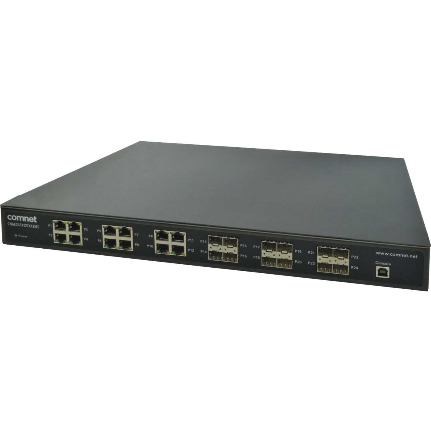 ComNet CNGE24FX12TX12MS[POE] Ethernet Switch - 24 Ports - Manageable - 3 Layer Supported - Modular - 12 SFP Slots - Twisted Pair, Optical Fiber - Rack-mountable, Desktop - Lifetime Limited Warranty