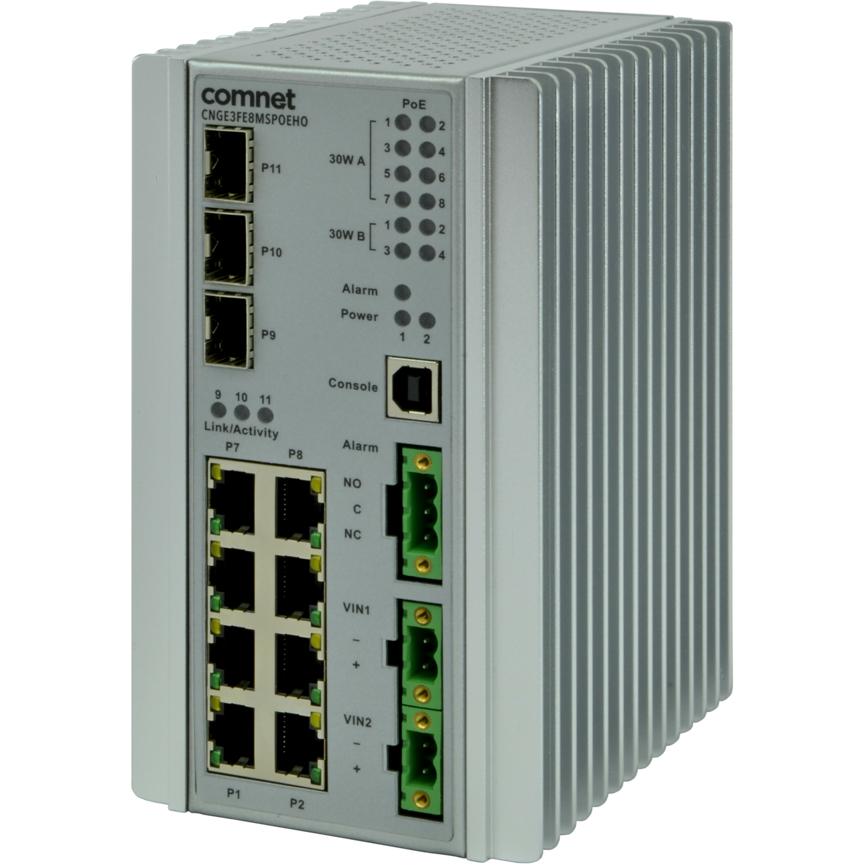 ComNet CNGE3FE8MS Ethernet Switch - 8 Ports - Manageable - Gigabit Ethernet, Fast Ethernet - 100/1000Base-FX, 10/100Base-TX - 2 Layer Supported - Modular - 3 SFP Slots - Twisted Pair, Optical Fiber - DIN Rail Mountable, Wall Mountable - Lifetime Limited Warranty