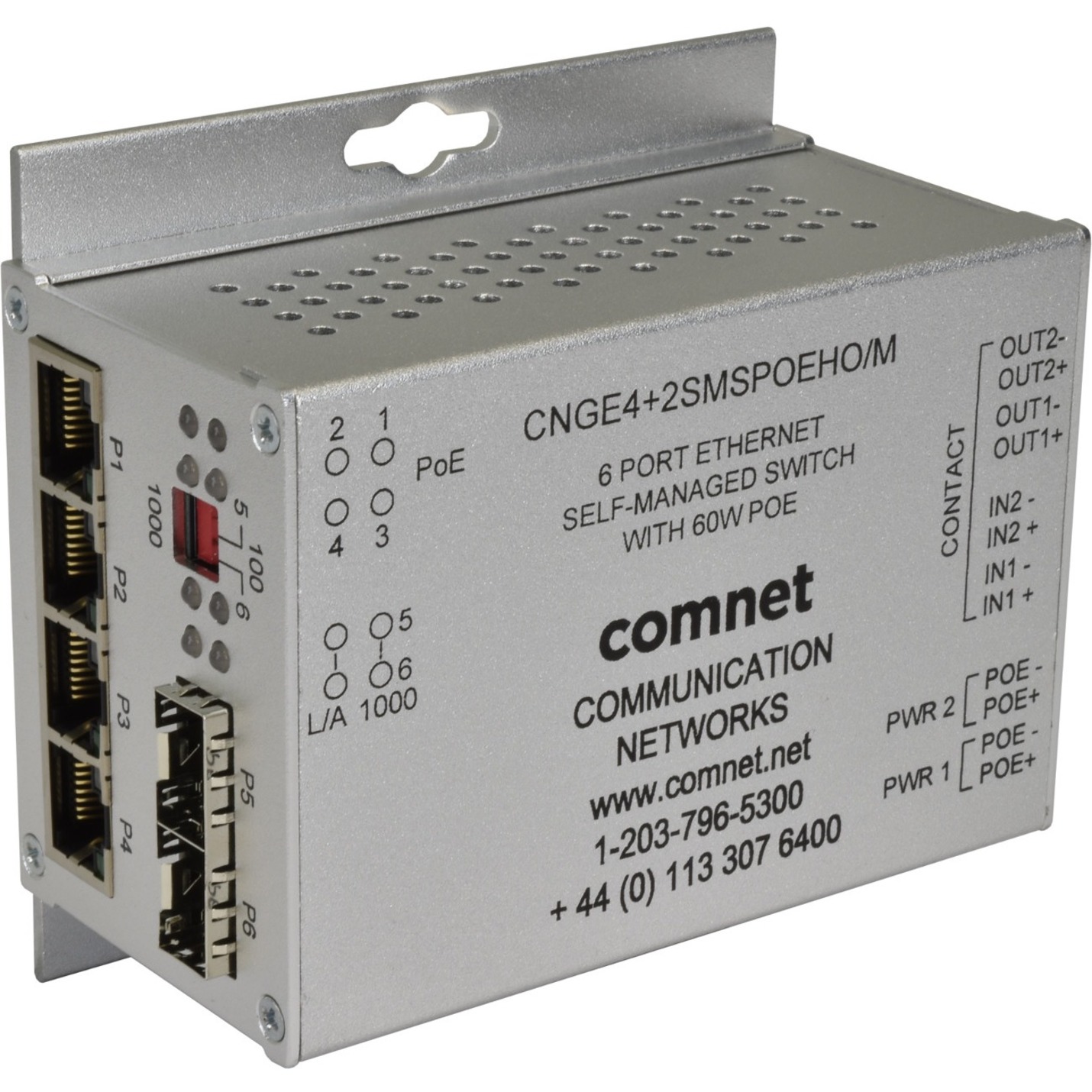 ComNet 10/100/1000 Mbps Intelligent Redundant Ring Gigabit Switch With Optional PoE+ - 4 Ports - Manageable - Gigabit Ethernet - 1000Base-FX - 2 Layer Supported - Modular - 2 SFP Slots - Twisted Pair, Optical Fiber - Wall Mountable, Surface Mount, DIN Rail Mountable - Lifetime Limited Warranty