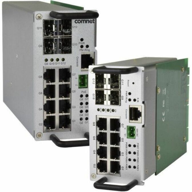 ComNet Ethernet Switch - 8 Ports - Manageable - Gigabit Ethernet - 10/100/1000Base-TX, 100/1000Base-FX - 2 Layer Supported - Modular - 4 SFP Slots - 260 W Power Consumption - 240 W PoE Budget - Twisted Pair, Optical Fiber - PoE Ports - Lifetime Limited Warranty