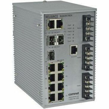 ComNet RLGE3FE7MS4 Ethernet Switch - 10 Ports - Manageable - Gigabit Ethernet, Fast Ethernet - 10/100Base-TX, 100/1000Base-FX, 10/100/1000Base-TX - 2 Layer Supported - Single-mode, Multi-mode - Modular - 12 W Power Consumption - Twisted Pair, Optical Fiber - DIN Rail Mountable, Panel-mountable - Lifetime Limited Warranty
