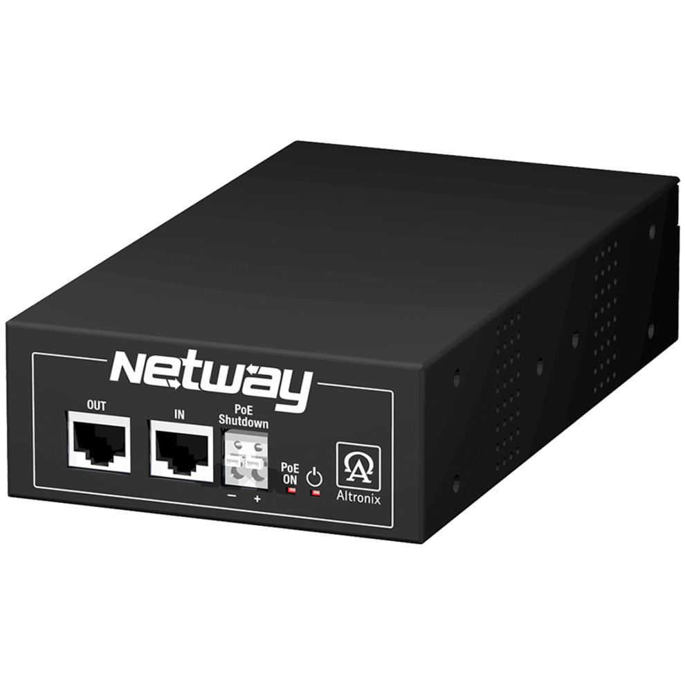 Altronix NetWay1EV Power over Ethernet Injector - 220 V AC Input - 1 x 10/100/1000Base-T Input Port(s) - 1 x 10/100/1000Base-T Output Port(s) - 85 W