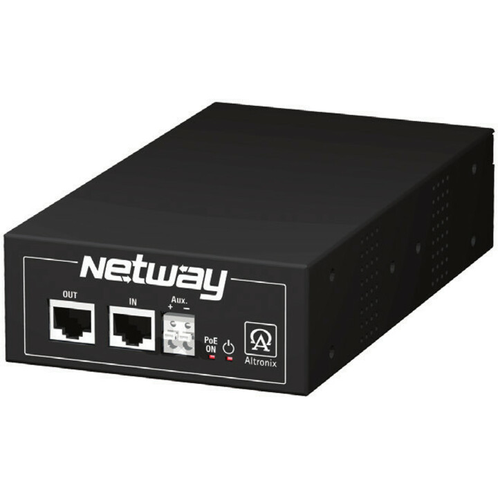 NetWay NETWAY1BT PoE Injector - 120 V AC, 230 V AC Input - 1 x 10/100/1000Base-T Input Port(s) - 1 x 10/100/1000Base-T Output Port(s) - 90 W
