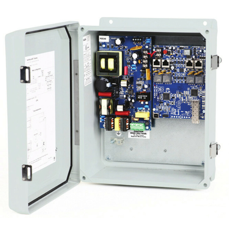 Altronix 4-port Outdoor Hardened 802.3bt 4PPoE Switch - 4 Ports - Gigabit Ethernet - 10/100/1000Base-T, 1000Base-X - 2 Layer Supported - Modular - 1 SFP Slots - 240 W PoE Budget - Optical Fiber, Twisted Pair - PoE Ports - Pole Mount - Lifetime Limited Warranty