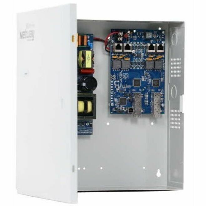 NetWay 4-port Hardened Indoor 4PPoE (802.3bt) Switch with Integral Power - 4 Ports - Gigabit Ethernet - 10/100/1000Base-T, 1000Base-X - 2 Layer Supported - Single-mode, Multi-mode - 2 SFP Slots - 240 W PoE Budget - Twisted Pair, Optical Fiber - PoE Ports - Wall Mountable, Enclosure - Lifetime Limited Warranty