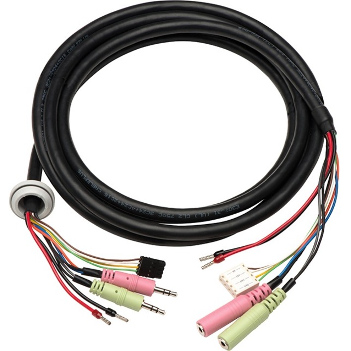 AXIS Multicable B I/O Audio Power, 2.5 m - 8.20 ft Multipurpose Cable for Surveillance Camera - First End: 2 x Mini-phone Audio - Male, 1 x Terminal Block, 2 x Power - Male - Second End: 2 x Mini-phone Audio - Female, 1 x Terminal Block, 2 x Power - Male - Black