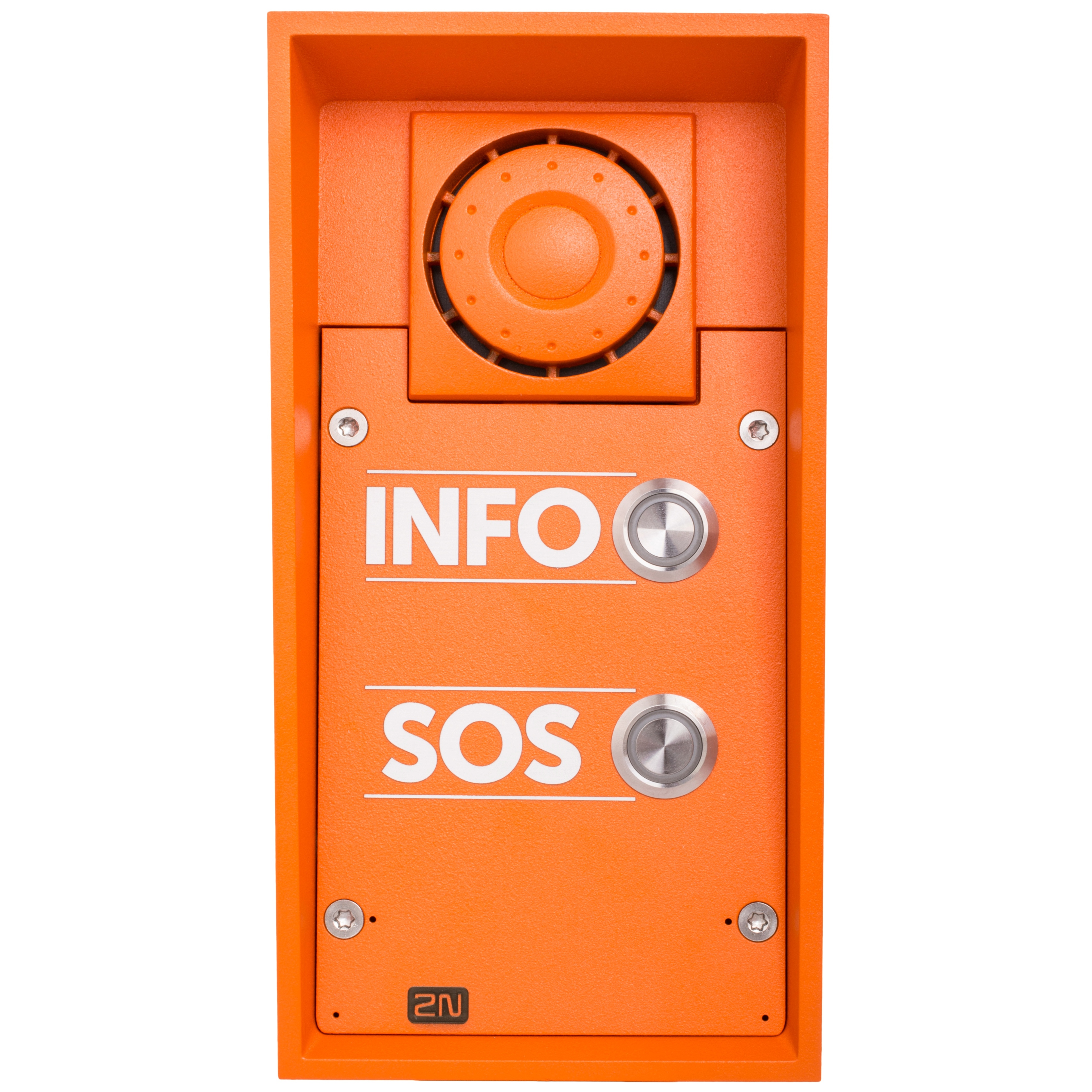 2N IP Safety - 2 Buttons, 10 W Loudspeaker - Cable - Flush Mount for Emergency, Building, Commercial Intercom, CCTV - Orange