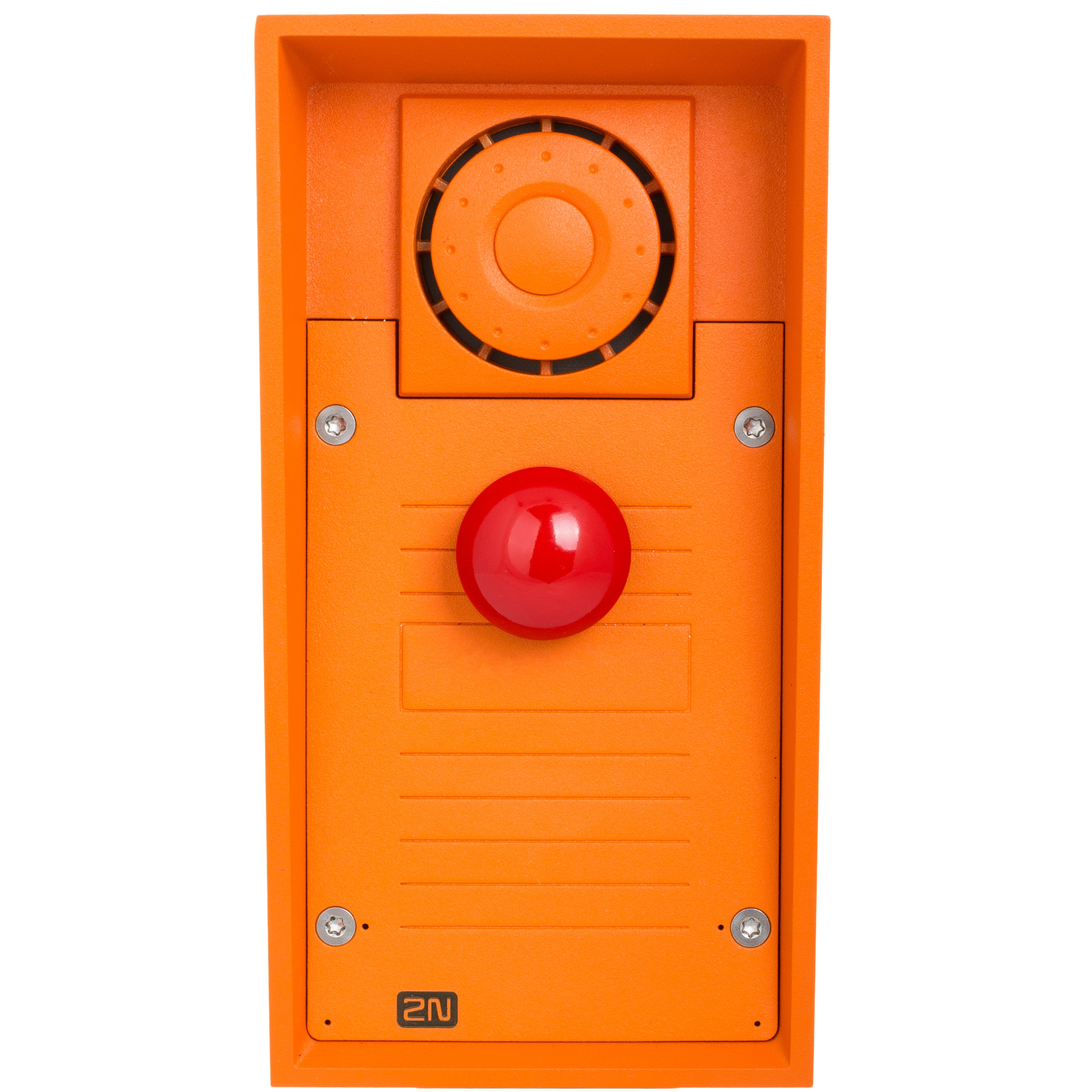 2N IP Safety - 1 Emergency Button, 10 W Loudspeaker - Cable - Flush Mount for Emergency, Building, Commercial Intercom, CCTV - Red, Orange