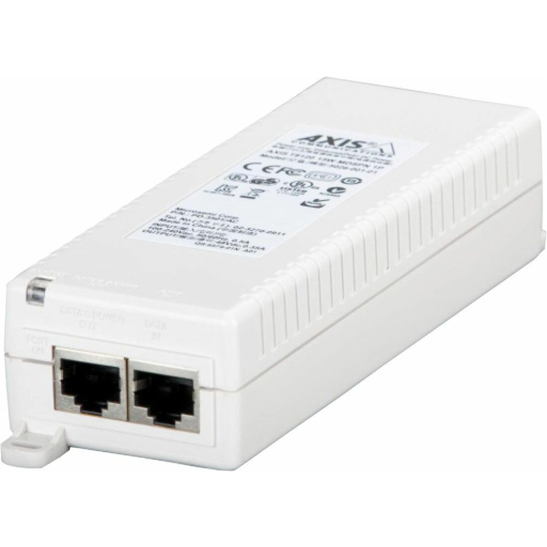 AXIS T8120 PoE Injector - 120 V AC, 230 V AC Input - 48 V DC Output - RJ-45 Input Port(s) - RJ-45 Output Port(s) - 15 W