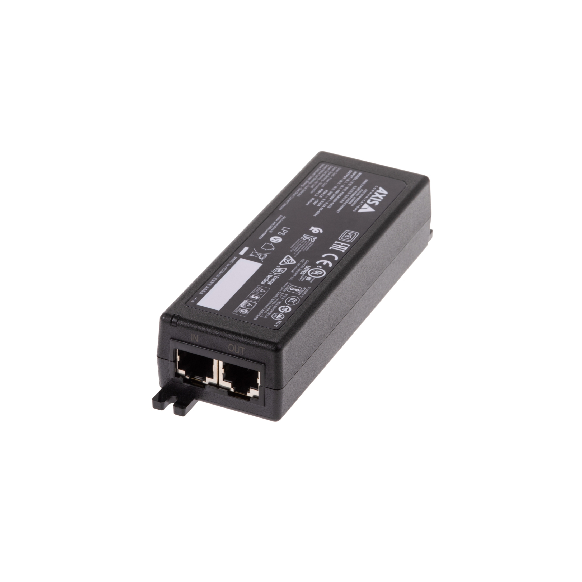 AXIS 30W Midspan - 56 V DC Output - 1 x Ethernet Input Port(s) - 1 x PoE Output Port(s) - 30 W - Black