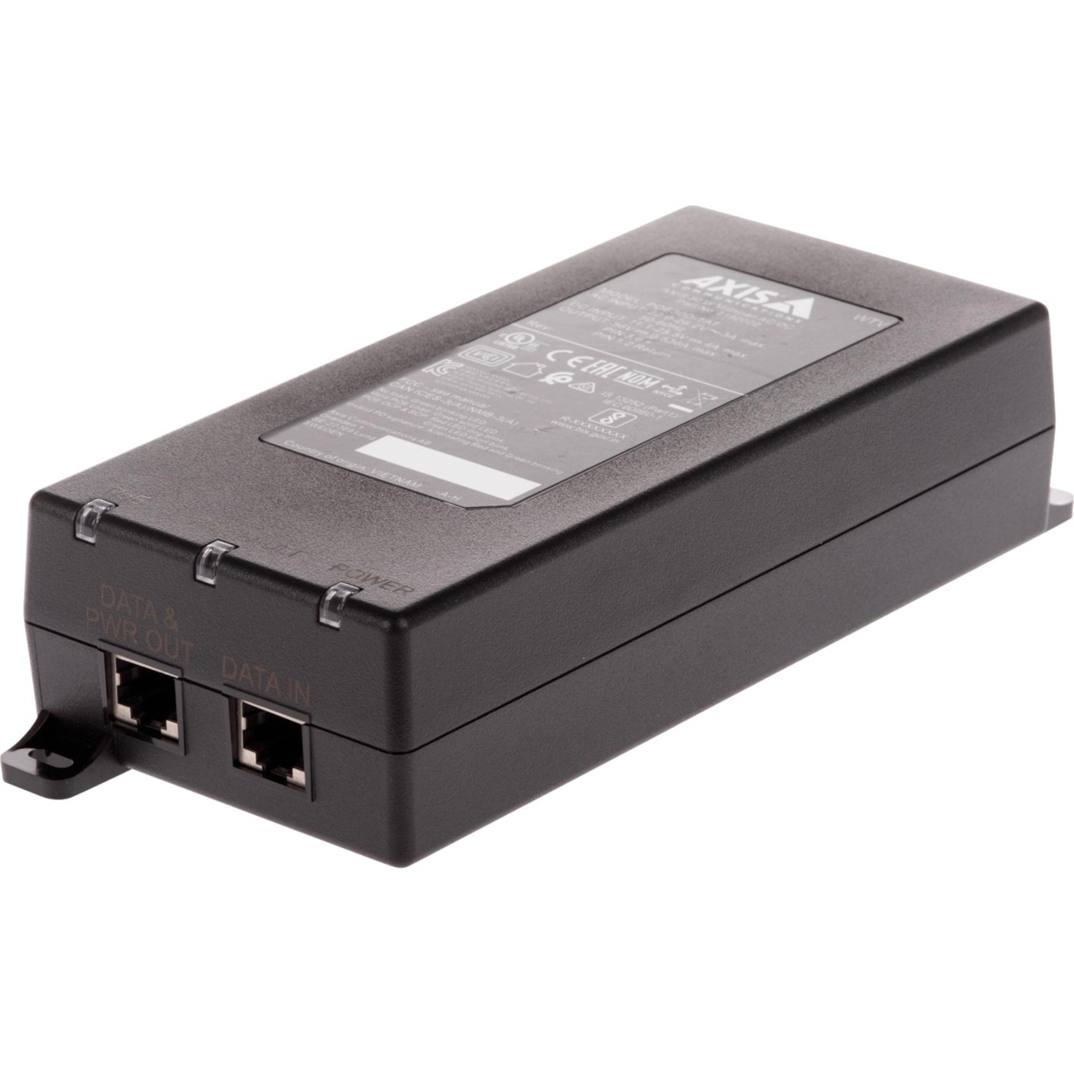 AXIS 90 W Midspan AC/DC - 24 V AC, 20 V DC, 26.4 V DC Input - 56 V DC Output - 1 x Gigabit Ethernet Input Port(s) - 1 x Gigabit PoE Output Port(s) - 90 W - Black