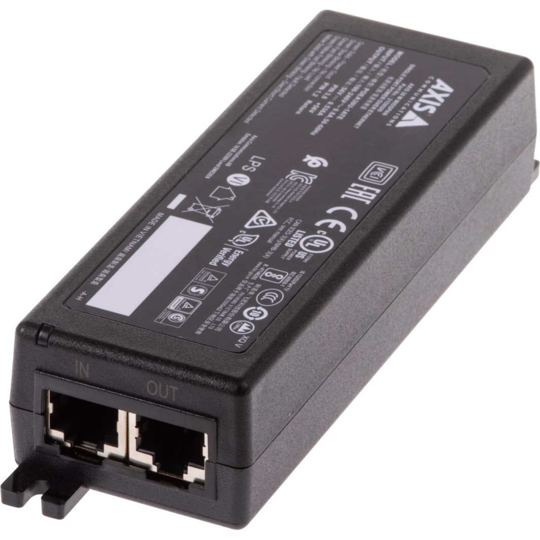AXIS 30 W Midspan - 120 V AC, 230 V AC Input - 56 V DC Output - 1 x 10/100/1000 Mbps Input Port(s) - 1 x PoE Output Port(s) - 30 W - Black