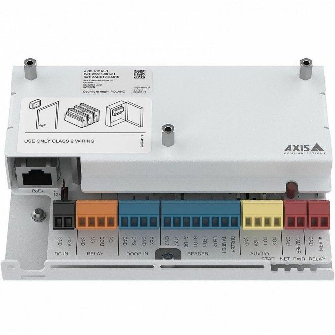 AXIS A1210-B Network Door Controller - DIN Rail Mountable, Cabinet Mount for Door - Aluminum
