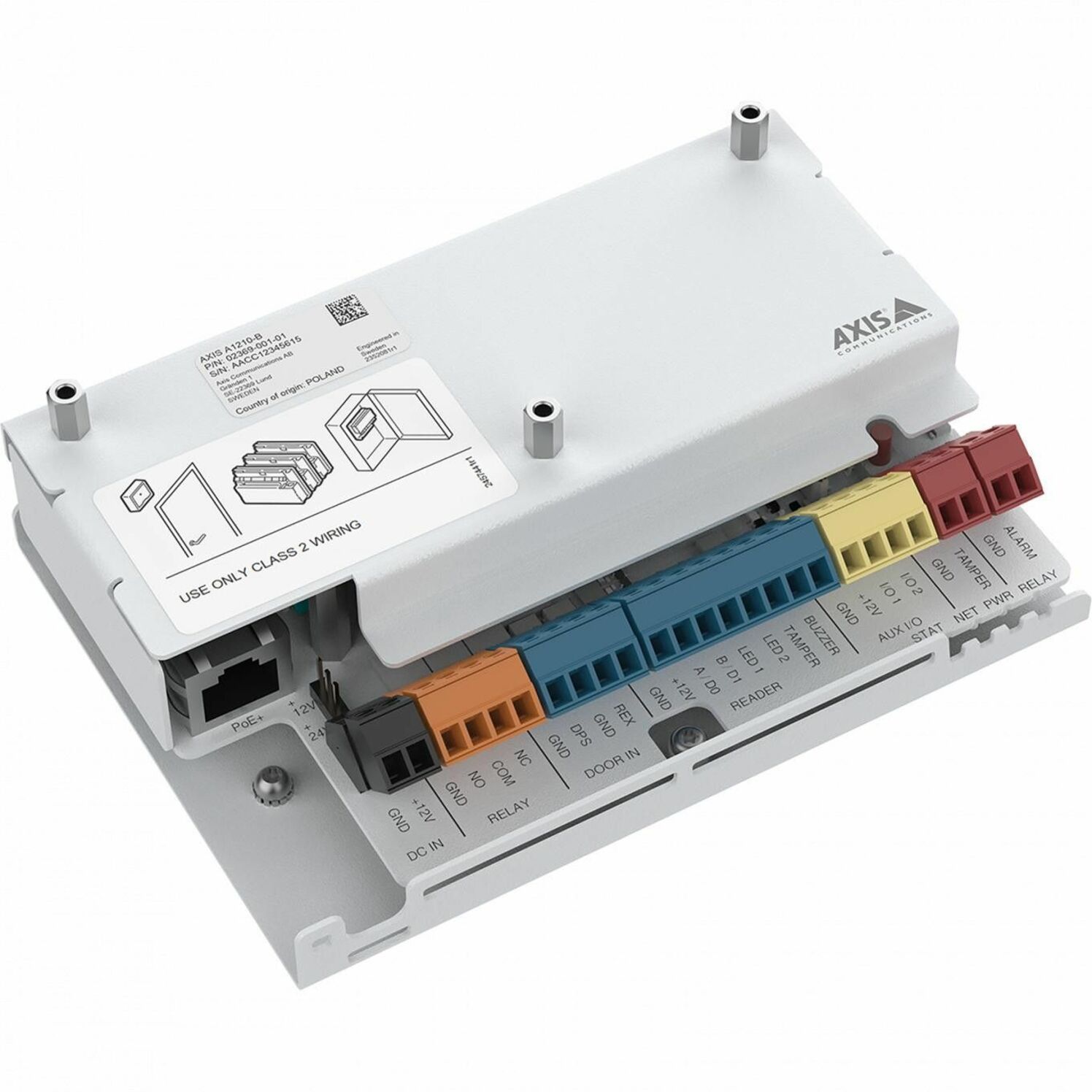 AXIS A1210-B Network Door Controller - DIN Rail Mountable, Cabinet Mount for Door - Aluminum