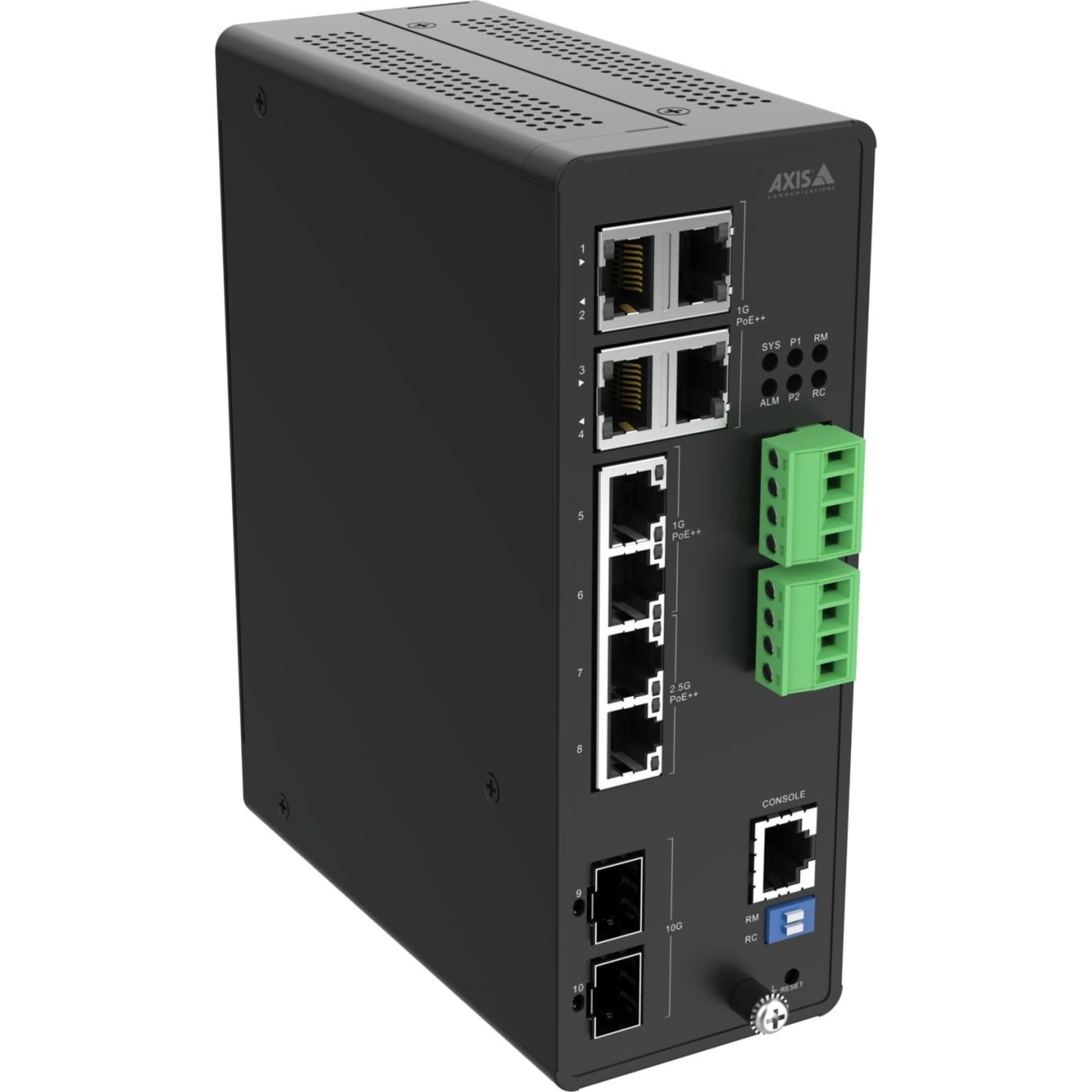 AXIS D8208-R Industrial PoE++ Switch - 8 Ports - Manageable - Gigabit Ethernet, 10 Gigabit Ethernet - 1000Base-T, 10GBase-X - 2 Layer Supported - Modular - 480 W PoE Budget - Twisted Pair, Optical Fiber - PoE Ports - Cabinet Mount - 5 Year Limited Warranty