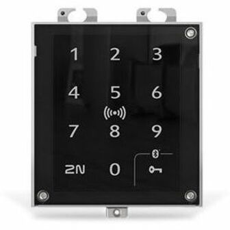 2N Card Reader/Keypad Access Device - Nickel, Black Residential - Proximity, Key Code, Radio-frequency Identification (RFID) - 30 ft Operating Range - Fast Ethernet - Bluetooth - Network (RJ-45) - 12 V DC