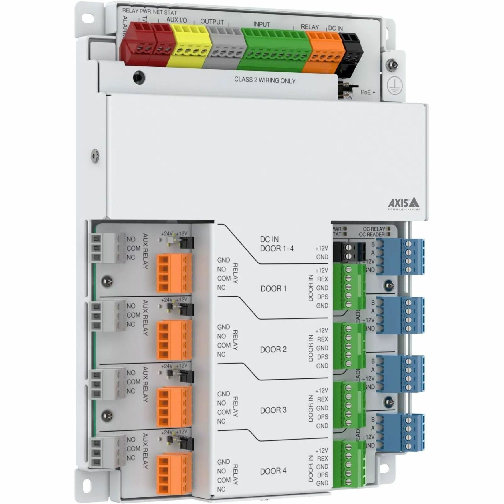 AXIS A1710-B Network Door Controller - White - Radio-frequency Identification (RFID), QR Code, Mobile Key Application, Key Code, Vehicle License Plate - 250000 User(s) - 4 Door(s) - Gigabit Ethernet - Bluetooth - Network (RJ-45) - Wiegand - 12 V DC - TAA Compliant