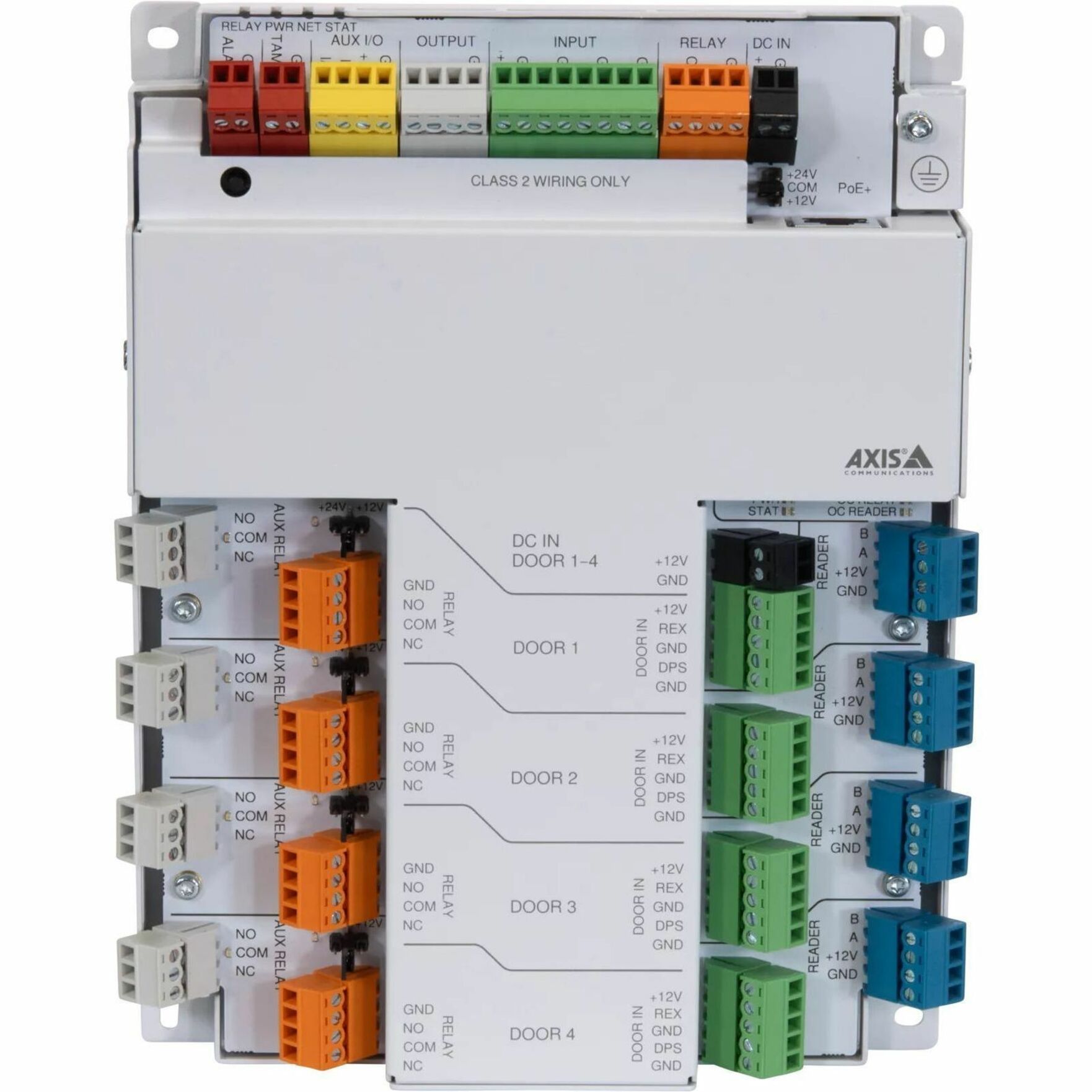 AXIS A1710-B Network Door Controller - White - Radio-frequency Identification (RFID), QR Code, Mobile Key Application, Key Code, Vehicle License Plate - 250000 User(s) - 4 Door(s) - Gigabit Ethernet - Bluetooth - Network (RJ-45) - Wiegand - 12 V DC - TAA Compliant