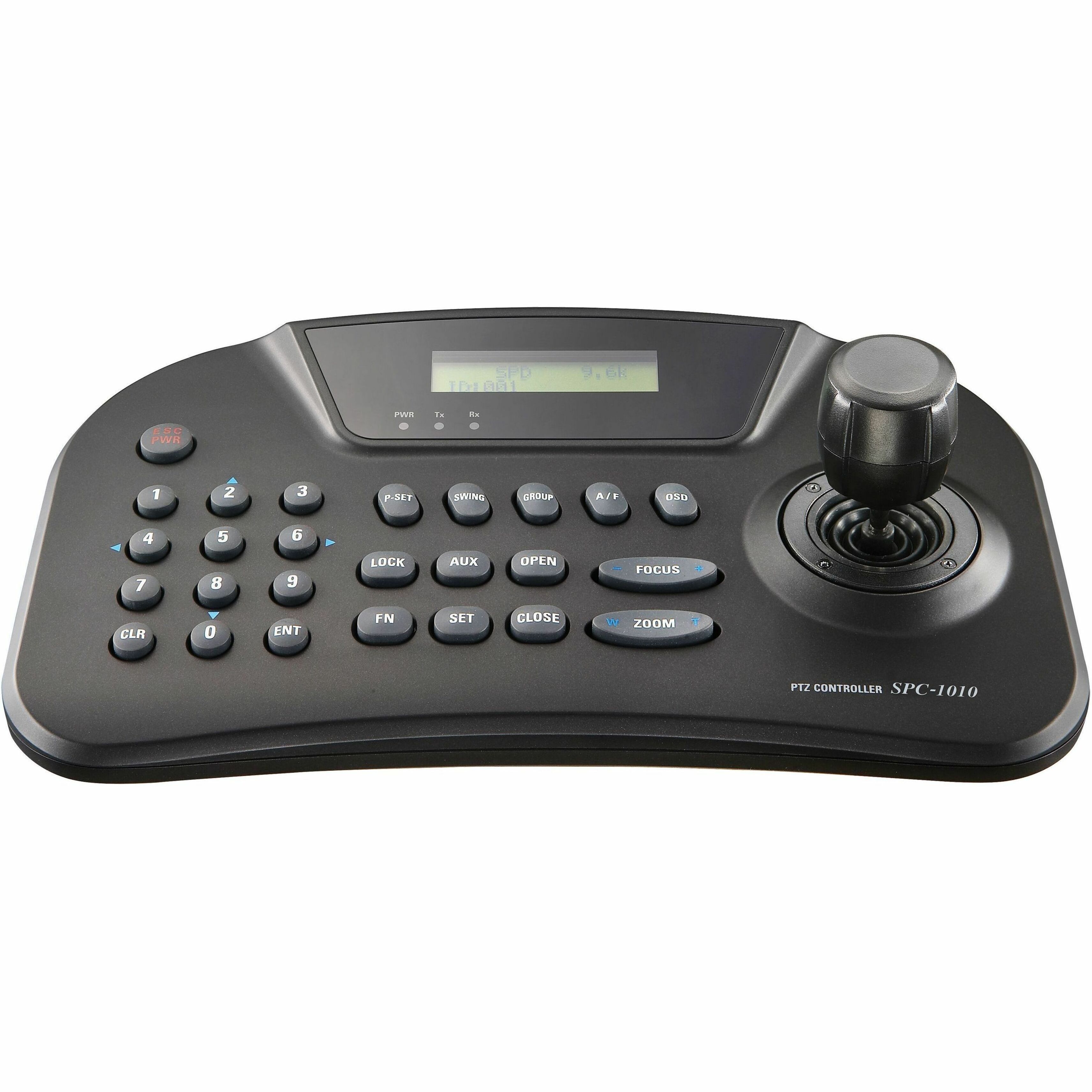 Hanwha Techwin PTZ Control Keyboard - 255 Controllable Cameras - Zoom, Tilt, Pan Control - 3D Joystick - DC Power In LCD Serial Port
