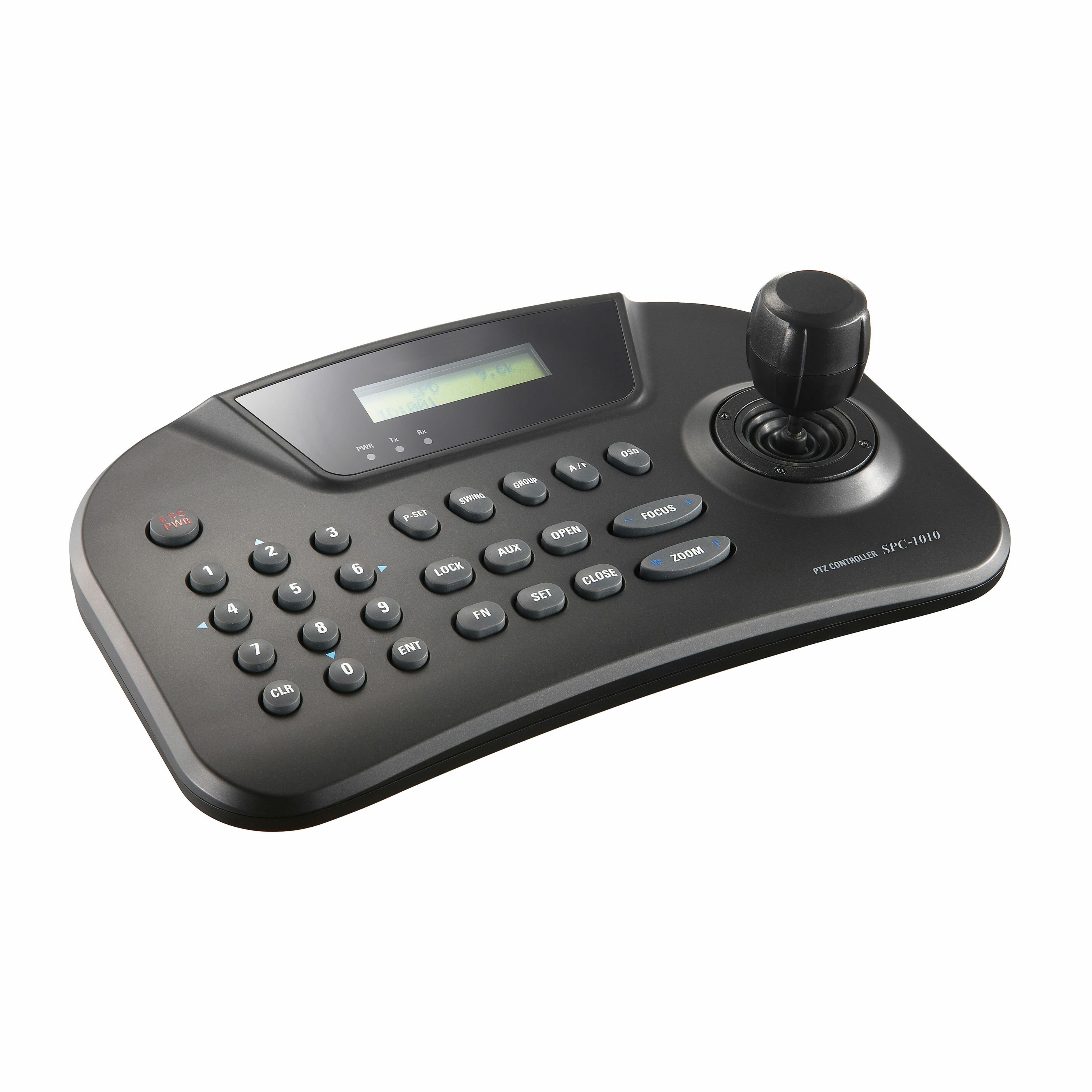 Hanwha Techwin PTZ Control Keyboard - 255 Controllable Cameras - Zoom, Tilt, Pan Control - 3D Joystick - DC Power In LCD Serial Port