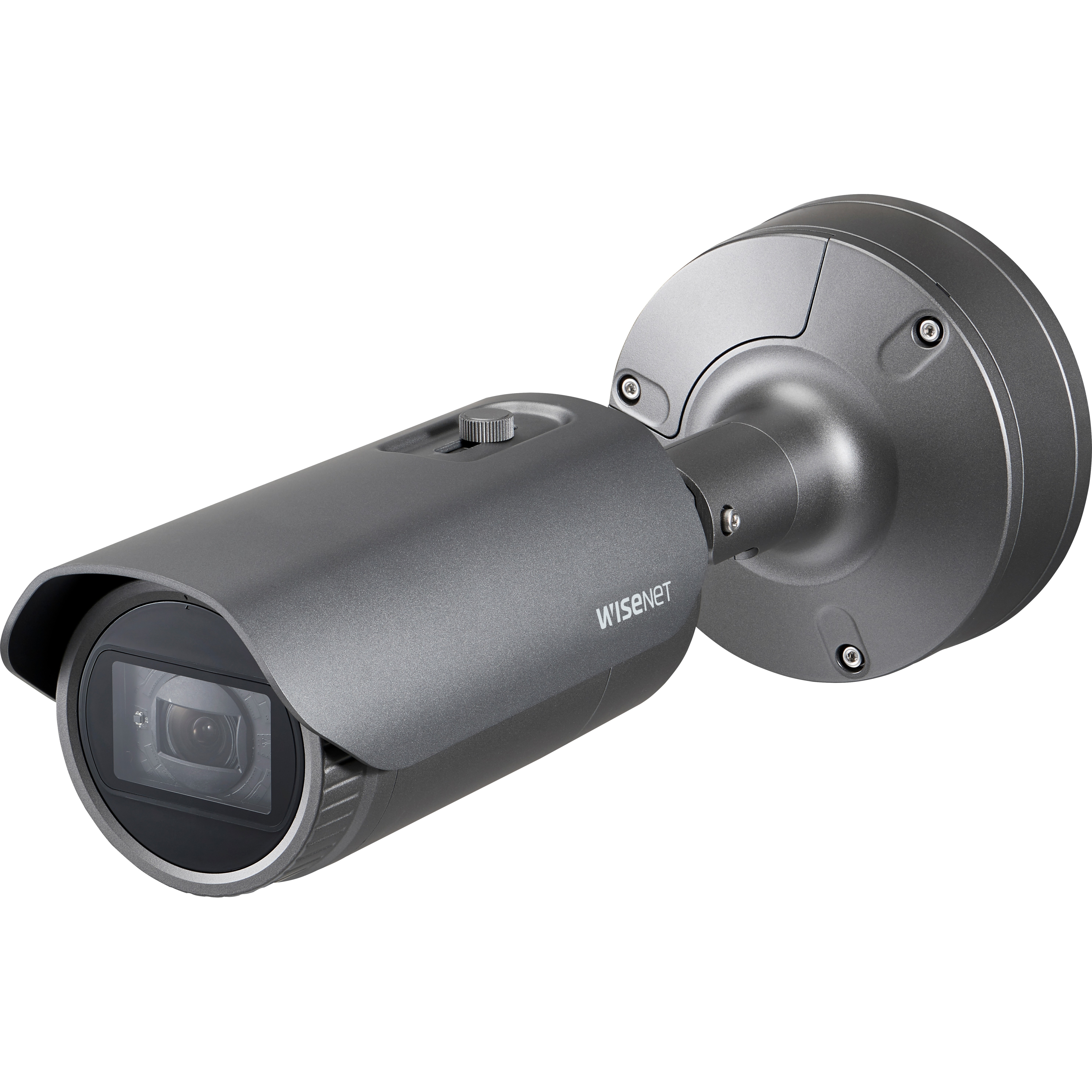 Wisenet XNO-6080R 2 Megapixel Outdoor Full HD Network Camera - Monochrome, Color - Bullet - Dark Gray - 164.04 ft Infrared Night Vision - MPEG-4 AVC, MJPEG, H.264, H.265 - 1920 x 1080 - 2.80 mm- 12 mm Varifocal Lens - 4.3x Optical - 60 fps - CMOS - Pole Mount