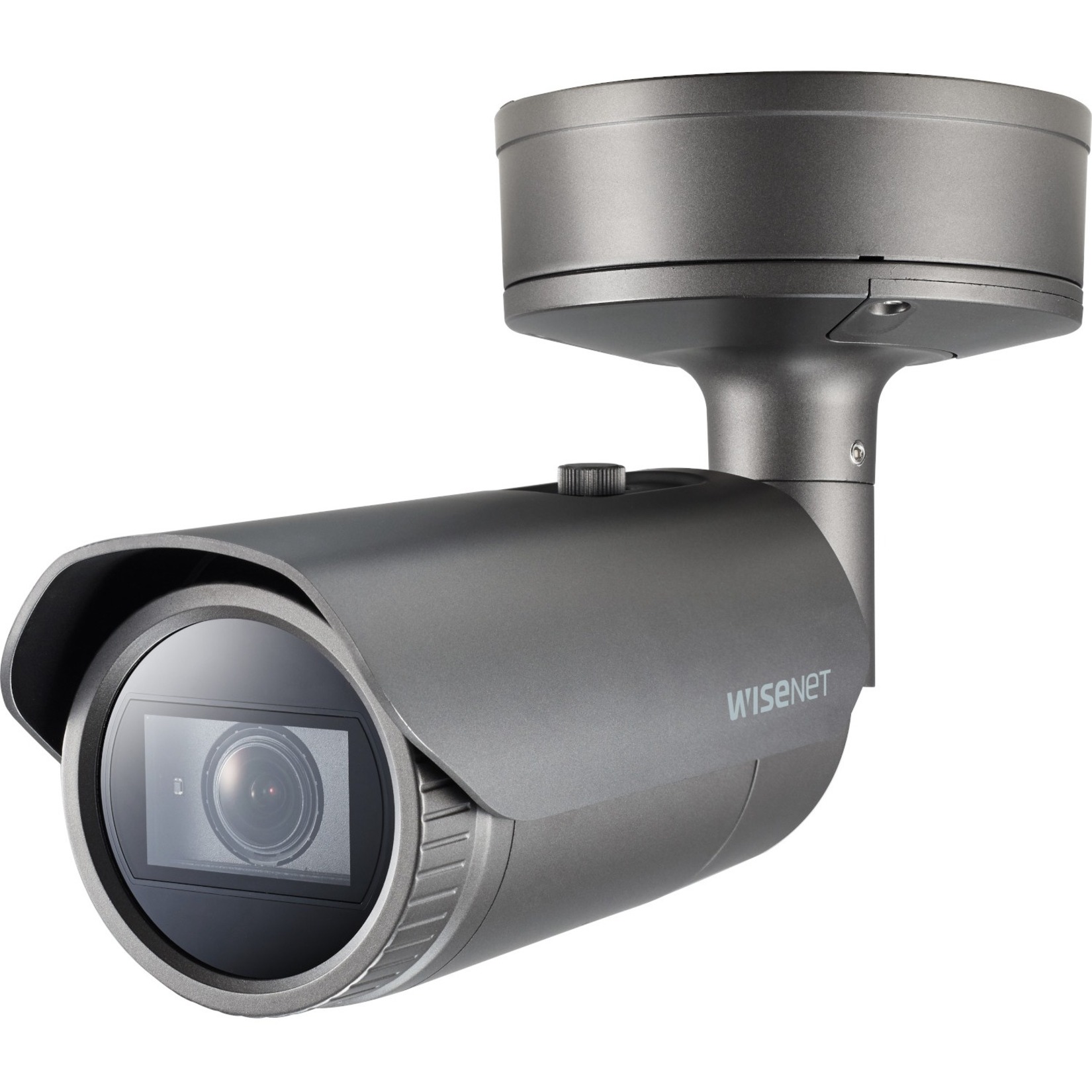 Wisenet XNO-8080R 5 Megapixel Network Camera - Color - Bullet - Dark Gray - 164.04 ft Infrared Night Vision - H.265, H.264 (MPEG-4 Part 10/AVC), MJPEG - 2560 x 1920 - 3.70 mm- 9.40 mm Varifocal Lens - 2.5x Optical - 30 fps - CMOS - Pole Mount - IK10 - IP66, IP67 - Vandal Resistant