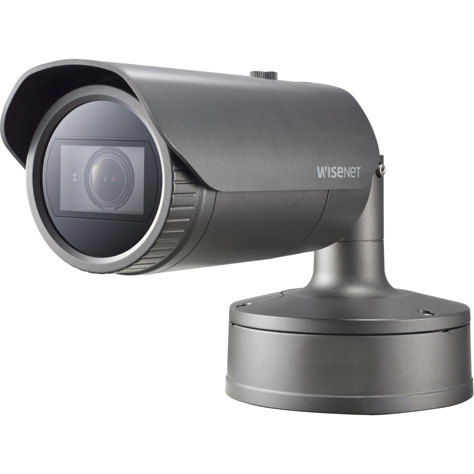 Wisenet XNO-8080R 5 Megapixel Network Camera - Color - Bullet - Dark Gray - 164.04 ft Infrared Night Vision - H.265, H.264 (MPEG-4 Part 10/AVC), MJPEG - 2560 x 1920 - 3.70 mm- 9.40 mm Varifocal Lens - 2.5x Optical - 30 fps - CMOS - Pole Mount - IK10 - IP66, IP67 - Vandal Resistant