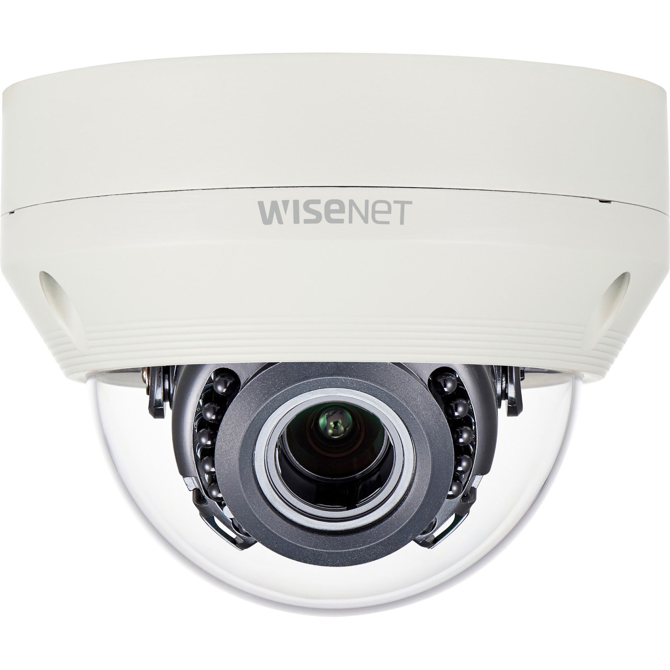 Wisenet HCV-6070R 2 Megapixel Indoor/Outdoor Full HD Surveillance Camera - Color - Dome - Ivory - 98 ft Infrared Night Vision - 1920 x 1080 - 3.20 mm- 10 mm Varifocal Lens - 3.1x Optical - CMOS - Pipe Mount, Ceiling Mount, Wall Mount, Pole Mount, Box Mount - IK10 - IP66 - Vandal Resistant